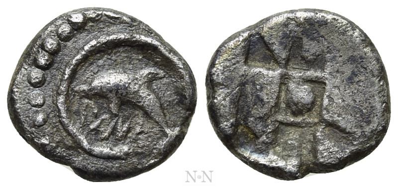 SICILY. Zankle-Messana. Litra (Circa 500-493 BC). 

Obv: DANK. 
Dolphin leapi...