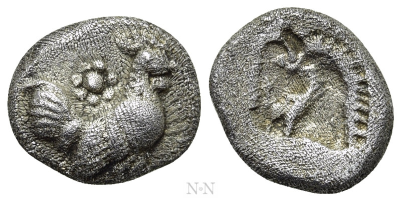 TROAS. Dardanos. Trihemiobol (5th century BC). 

Obv: Cock standing right; ros...