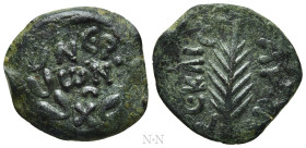 JUDAEA. Procurators. Porcius Festus (59-62). Ae Prutah. Jerusalem. In the name of and dated RY 5 of Nero (58/9)