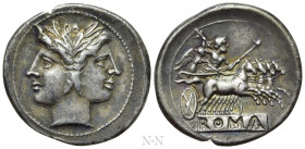 ANONYMOUS. Didrachm or Quadrigatus (Circa 225-214 BC). Rome