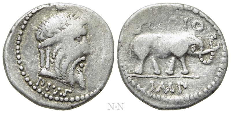 Q. CAECILIUS METELLUS PIUS SCIPIO. Denarius (47-46 BC). Military mint traveling ...