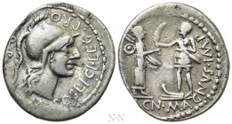 CNAEUS POMPEY II. Denarius (46-45 BC). Corduba; Marcus Poblicius, legatus pro praetore