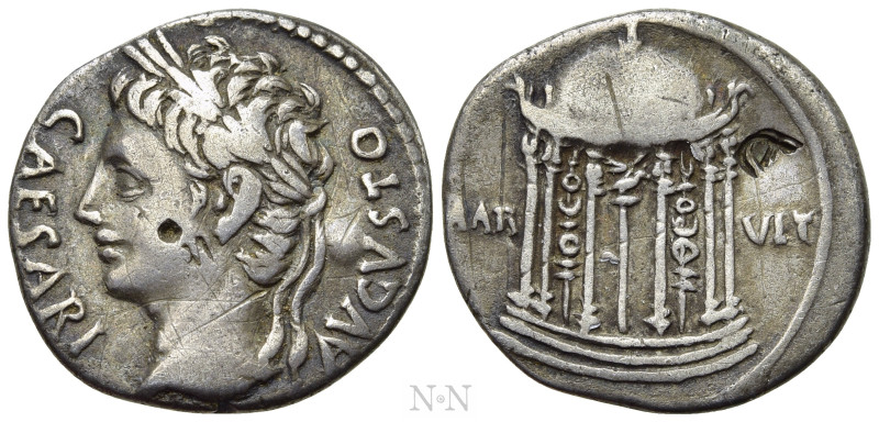 AUGUSTUS (27 BC-14 AD). Denarius. Uncertain mint in Spain. 

Obv: CAESARI AVGV...