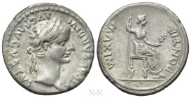 TIBERIUS (14-37). Denarius. "Tribute Penny" type. Lugdunum