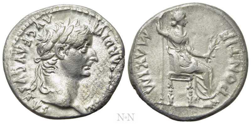 TIBERIUS (14-37). Denarius. "Tribute Penny" type. Lugdunum. 

Obv: TI CAESAR D...
