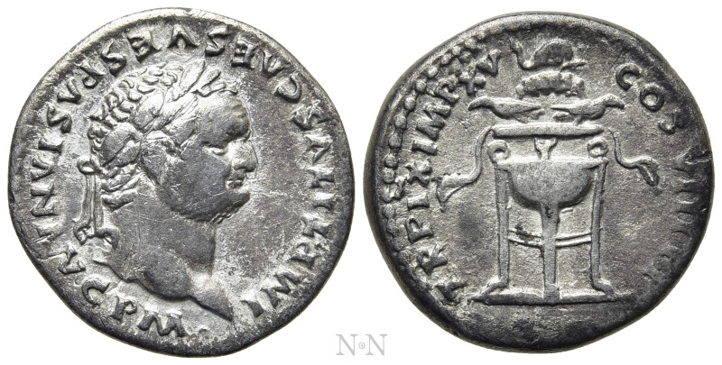 TITUS (79-81). Denarius. Rome. 

Obv: IMP TITVS CAES VESPASIAN AVG P M. 
Laur...
