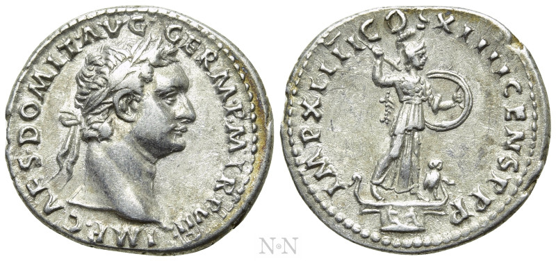 DOMITIAN (81-96). Denarius. Rome. 

Obv: IMP CAES DOMIT AVG GERM P M TR P VII....