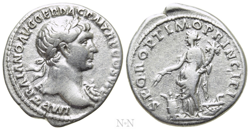 TRAJAN (98-117). Denarius. Rome. 

Obv: IMP TRAIANO AVG GER DAC P M TR P COS V...