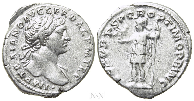 TRAJAN (98-117). Denarius. Rome. 

Obv: IMP TRAIANO AVG GER DAC P M TR P. 
La...