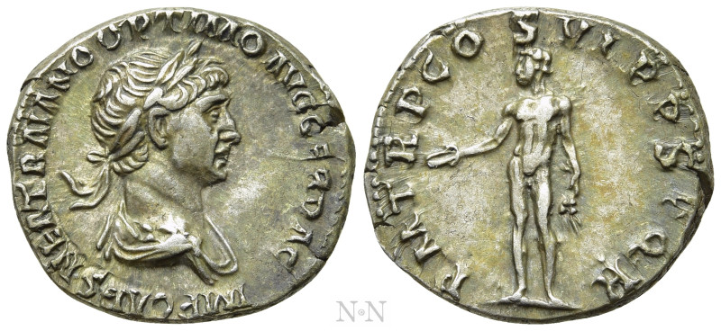 TRAJAN (98-117). Denarius. Rome. 

Obv: IMP CAES NER TRAIANO OPTIMO AVG GER DA...