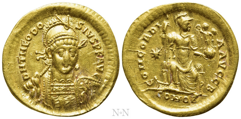 THEODOSIUS II (402-450). GOLD Solidus. Constantinople. 

Obv: D N THEODOSIVS P...