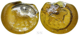 ROMAN GLASS WEIGHT. Eastern Mediterranean. Green weight (Circa 4th-3rd centuries)