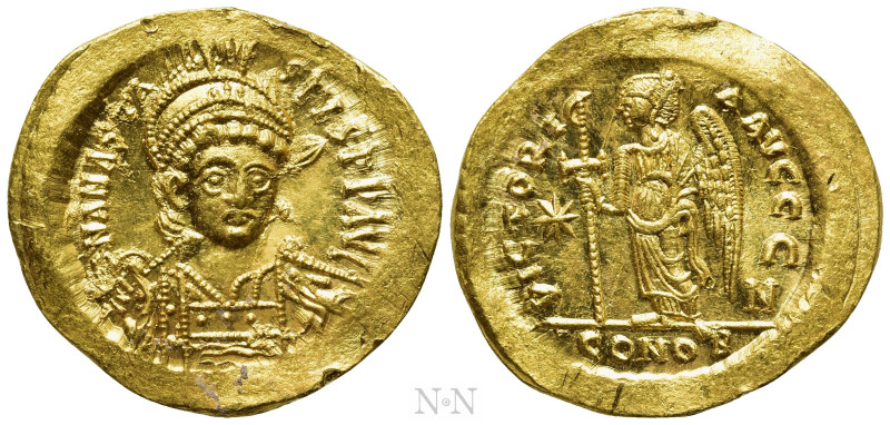 ANASTASIUS I (491-518). GOLD Solidus. Constantinople. 

Obv: D N ANASTASIVS P ...