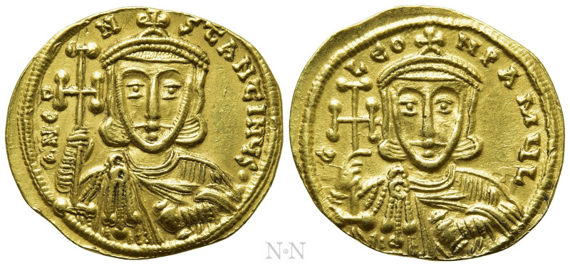 CONSTANTINE V COPRONYMUS with LEO III (741-775). GOLD Solidus. Constantinople.
...