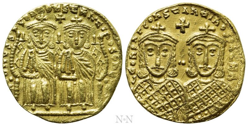 CONSTANTINE VI with LEO III, CONSTANTINE V and LEO IV (780-797 BC). GOLD Solidus...