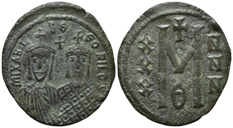 MICHAEL II THE AMORIAN, with THEOPHILUS (820-829). Follis. Constantinople. 

O...