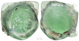 BYZANTINE GLASS WEIGHT. Pale green weight for Solidus (Circa 6th-7th centuries)