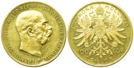 AUSTRIAN EMPIRE. Franz Josef I (1848-1916). GOLD 100 Corona (1909). Wien (Vienna)