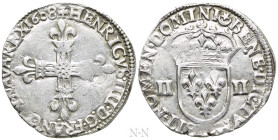 FRANCE. Henry IV (1589-1610). 1/4 Ecu (1608)
