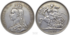 UNITED KINGDOM. Victoria (1837-1847). 1 Crown (1887). London