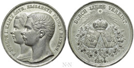 AUSTRIA. Franz Joseph I (1848-1916). Silver Medal (1854). Wedding with Elisabeth of Bayern