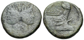 Anonymous, Rome, after 211 BC. Æ As (28mm, 19.70g, 12h). Laureate head of Janus. R/ Prow of galley r. Cf. Crawford 56/2.