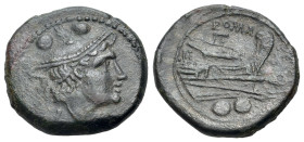 Anonymous, Luceria, 206-195 BC. Æ Sextans (21mm, 6.48g, 11h). Bust of Mercury r.; L below. R/ Prow r. Crawford 97/27; RBW 423. Very Rare, Good VF