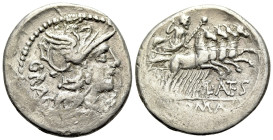 L. Antestius Gragulus, Rome, 136 BC. AR Denarius (20.5mm, 3.40g, 10h). Helmeted head of Roma r. R/ Jupiter driving quadriga r., holding reins and scep...