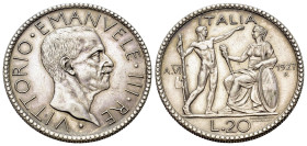 Italia. Savoia. Vittorio Emanuele III (1900-1946). AR 20 lire 1927/VI (35 mm, 14.98g, 6h). Pagani 672. MIR 1128b.