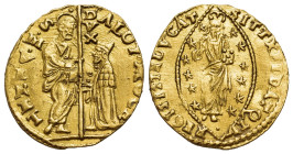 Italy. Venice. Alvise II Mocenigo (1700-1709). AV Zecchino (20mm, 3.25g, 12h). ALOY✱MOCENI✱ - S•M•VENET St. Mark standing r., holding book of Gospels ...