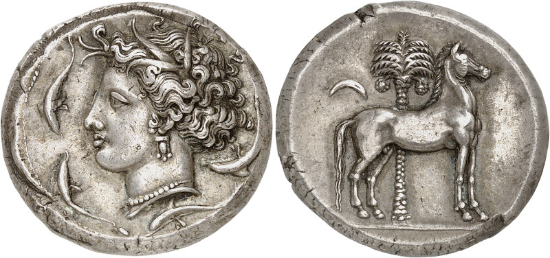 Sicile - Siculo-Punique
Tétradrachme (410-310) 
Magnifique exemplaire de haut ...