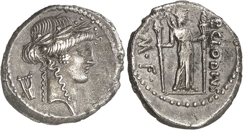 P. Clodius M.f. Turrinus (42)
Denier - Rome 
Magnifique exemplaire. 
Exemplai...