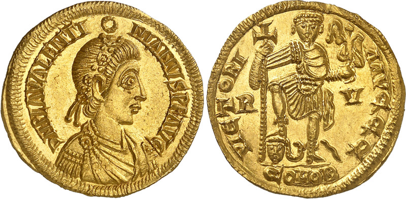 Solidus - Gaule (417-507)
"Solidus Gallicus" frappé au nom de Valentinien III, ...