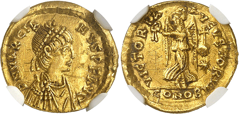 Marcien (450-457)
Trémissis - Constantinople 
Exemplaire de la vente Leu 13 de...