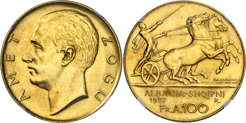 Albanie
Ahmed Zogu (1925-1939) 
100 francs en or sans étoile - 1927 R Rome 
R...