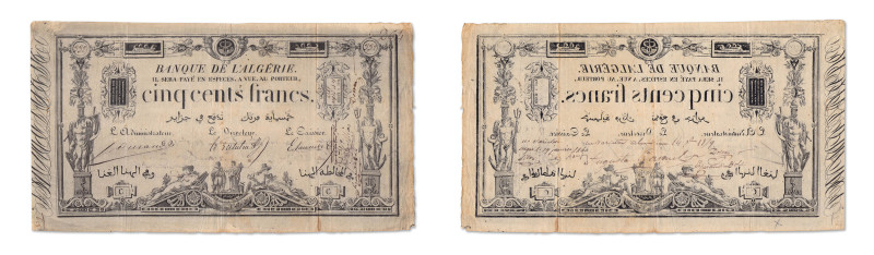 Algérie
Banque de l'Algérie 
500 Francs - Faux d'époque 
Alger, le 1er Octobr...