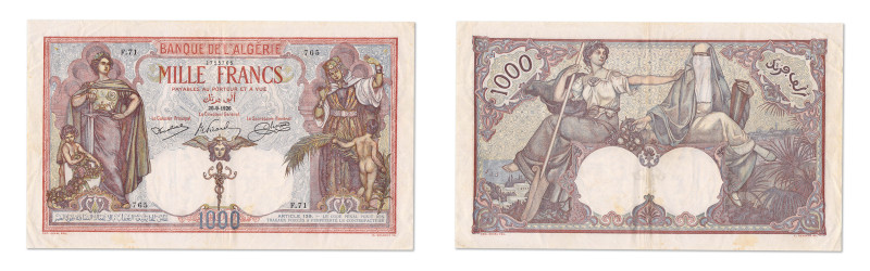 Algérie
Banque de l'Algérie 
1000 Francs 
20 Septembre 1926 - F.71/765 
Pick...