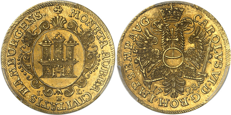 Allemagne - Hambourg
Ducat en or - 1728 IHL 
Magnifique exemplaire. 
Rarissim...