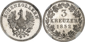 Allemagne - Hohenzollern-Prusse
Frédéric-Guillaume (1849-1861) 
3 kreuzer en argent - 1852 A Berlin 
Magnifique exemplaire d'une qualité exceptionn...