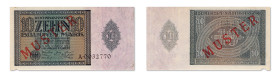 Allemagne
TOP POP ! 
Spécimen filigrané du 10 Billionen Mark 
4 Février 1924 - A/0032770 
"MUSTER" imprimé à l'encre rouge au recto et au verso. ...