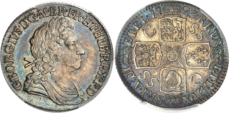 Angleterre
Georges II (1727-1760) 
Shilling en argent - 1723 S.S.C 
Premier b...