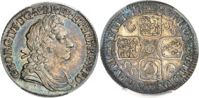 Angleterre
Georges II (1727-1760) 
Shilling en argent - 1723 S.S.C 
Premier buste, South Sea Company. 
Magnifique exemplaire de patine bleutée. 
...