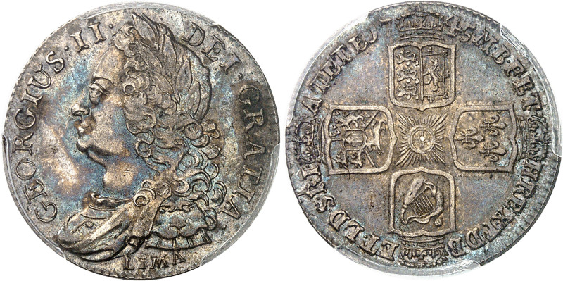 Angleterre
Georges II (1727-1760) 
Shilling en argent - 1745 Lima 
Bel exempl...