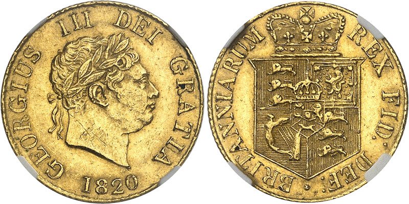 Angleterre
Georges III (1760-1820) 
1/2 Souverain en or - 1820 Londres 
Bel e...