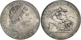 Angleterre
Georges III (1760-1820) 
Couronne en argent - 1818 Londres 
Tranche LIX. 
Bel exemplaire. 
Rare. 
28.28g - KM 675 - S. 3787 
Superbe...