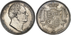 Angleterre
Guillaume IV (1830-1837) 
1/2 couronne en argent - 1834 Londres 
W.W en creux le long du coup. 
Bel exemplaire. 
Rare. 
14.14g - KM 7...