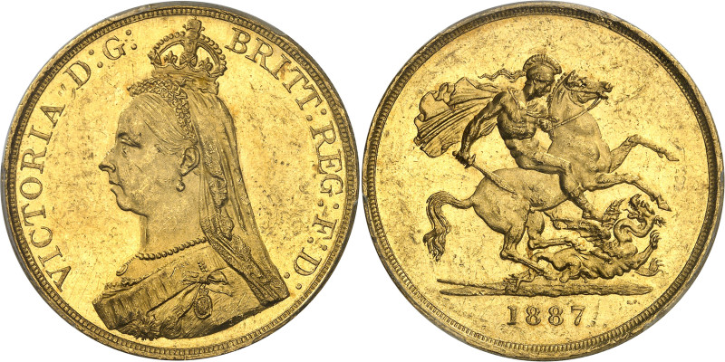 Angleterre
Victoria (1837-1901) 
5 souverains en or - 1887 Londres 
Magnifiqu...