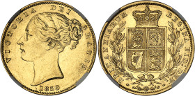 Angleterre
Victoria (1837-1901) 
Souverain en or "Ansell" - 1859 Londres 
Bel exemplaire ayant conservé tout son brillant. 
Très rare dans cette q...