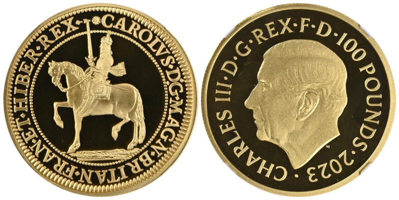 Angleterre
Charles III (2022 à nos jours) 
Épreuve en or sur flan bruni de la ...