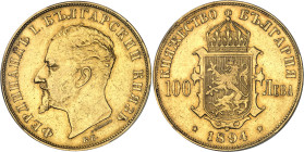 Bulgarie
Ferdinand Ier (1887-1918) 
100 leva en or - 1894 KB Kremnitz 
Bel exemplaire. 
Très rare, seulement 2.500 exemplaires. 
32.25g - KM 21 ...